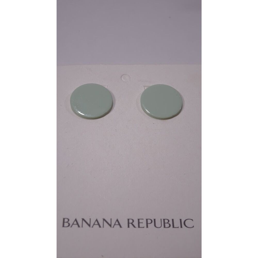 Banana Republic Women's Shiny Enamel Circle Stud Earrings NWT 48 Mint Green